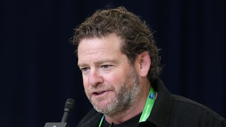 Seattle Seahawks general manager John Schneider speaks at the NFL Scouting Combine.