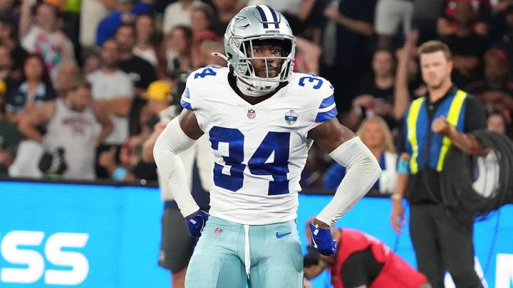 Dallas Cowboys safety Jalen Thompson looks on after a penalty against the Baltimore Ravens. Dallas Cowboys safety Jalen Thompson looks on after a penalty against the Baltimore Ravens.