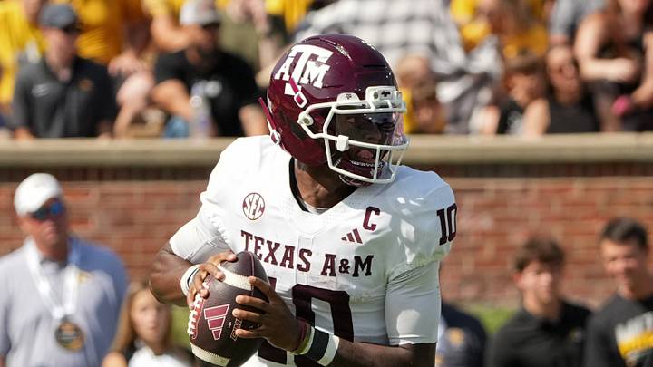 Texas A&M Aggies quarterback Marcel Reed (10) drops back to pass against the Missouri Tigers during the first half of the game at Faurot Field at Memorial Stadium. Texas A&M Aggies quarterback Marcel Reed (10) drops back to pass against the Missouri Tigers during the first half of the game at Faurot Field at Memorial Stadium.