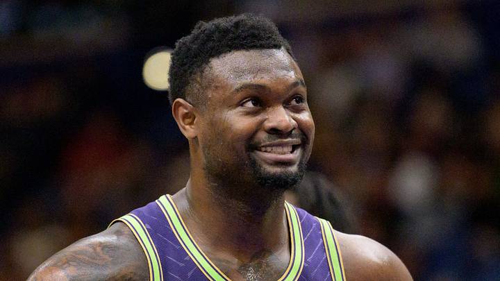 Mar 17, 2025; New Orleans, Louisiana, USA;  New Orleans Pelicans forward Zion Williamson (1) reacts during the first half against the Detroit Pistons at Smoothie King Center. Mandatory Credit: Matthew Hinton-Imagn Images