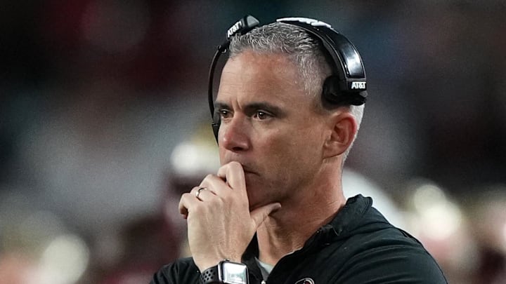 Dec 30, 2023; Miami Gardens, FL, USA; Florida State Seminoles head coach Mike Norvell reacts against the Georgia Bulldogs during the second half in the 2023 Orange Bowl at Hard Rock Stadium. Mandatory Credit: Jasen Vinlove-Imagn Images