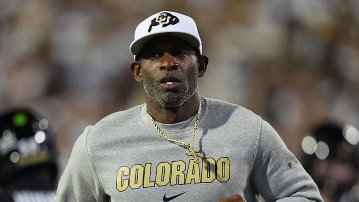 Sep 20, 2025; Boulder, Colorado, USA; Colorado Buffaloes head coach Deion Sanders before the game against the Wyoming Cowboys at Folsom Field. Sep 20, 2025; Boulder, Colorado, USA; Colorado Buffaloes head coach Deion Sanders before the game against the Wyoming Cowboys at Folsom Field.
