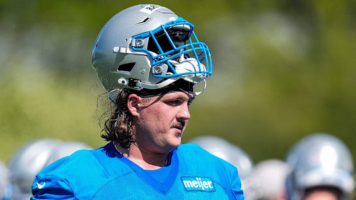 Detroit Lions offensive lineman Tate Ratledge (69). Detroit Lions offensive lineman Tate Ratledge (69).