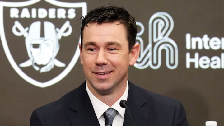 Las Vegas Raiders coach Klint Kubiak speaks at introductory press conference. Las Vegas Raiders coach Klint Kubiak speaks at introductory press conference.
