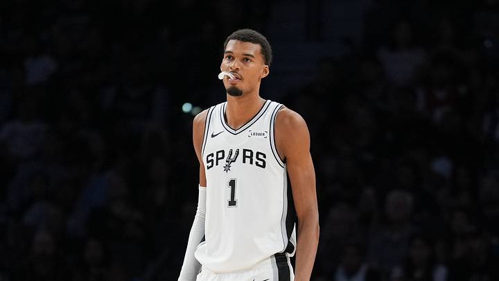 Oct 14, 2026; San Antonio, Texas, USA; San Antonio Spurs forward Victor Wembanyama (1) looks up the court in the first half at Frost Bank Center. Mandatory Credit: Daniel Dunn-Imagn Images Oct 14, 2026; San Antonio, Texas, USA; San Antonio Spurs forward Victor Wembanyama (1) looks up the court in the first half at Frost Bank Center. Mandatory Credit: Daniel Dunn-Imagn Images