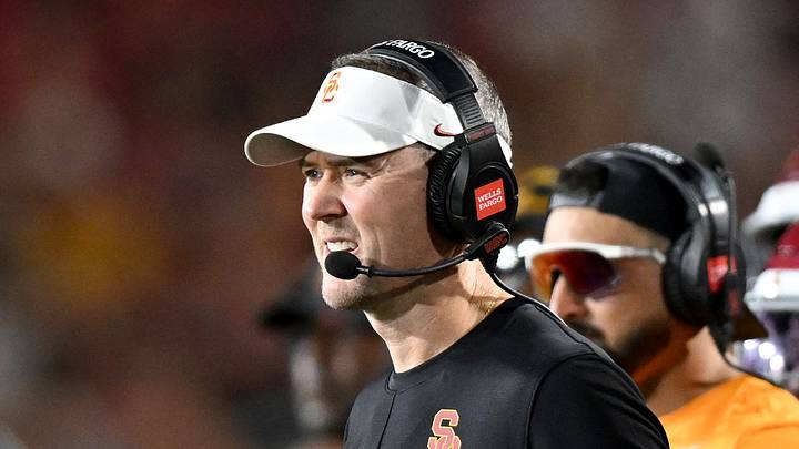 Oct 3, 2026; Los Angeles, California, USA; USC Trojans head coach Lincoln Riley looks on against the Washington Huskies during the third quarter at United Airlines Field at Los Angeles Memorial Coliseum. Mandatory Credit: Griffin Hooper-Imagn Images Oct 3, 2026; Los Angeles, California, USA; USC Trojans head coach Lincoln Riley looks on against the Washington Huskies during the third quarter at United Airlines Field at Los Angeles Memorial Coliseum. Mandatory Credit: Griffin Hooper-Imagn Images