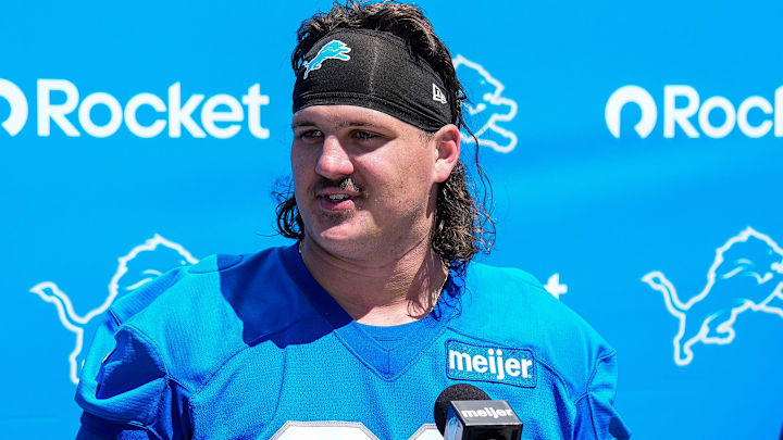 Detroit Lions offensive lineman Tate Ratledge (69). Detroit Lions offensive lineman Tate Ratledge (69).