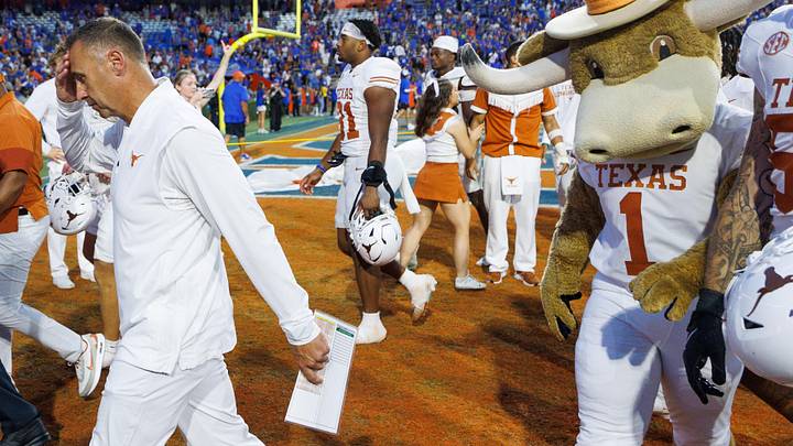 Oct 4, 2025; Gainesville, Florida, USA; Texas Longhorns head coach Steve Sarkisian