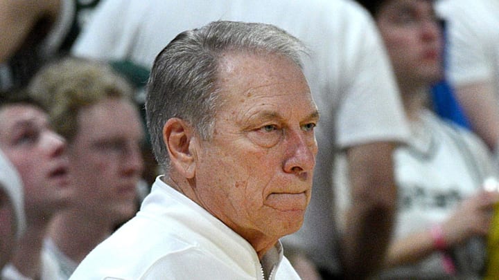 Jan 30, 2026; East Lansing, Michigan, USA;  Michigan State Spartans head coach Tom Izzo during the second half against the Michigan Wolverines at Jack Breslin Student Events Center. Mandatory Credit: Dale Young-Imagn Images