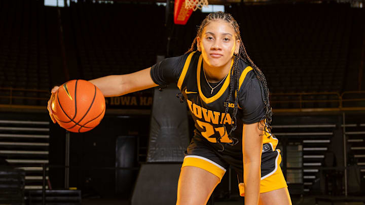 Emely Rodriguez stands for a photo during Iowa Women's Basketball media day at Carver Hawkeye arena in Iowa City, Oct. 14, 2025. Emely Rodriguez stands for a photo during Iowa Women's Basketball media day at Carver Hawkeye arena in Iowa City, Oct. 14, 2025.