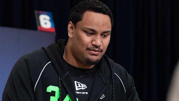Miami offensive lineman Francis Mauigoa (OL34). Mandatory Credit: Jacob Musselman-Imagn Images Miami offensive lineman Francis Mauigoa (OL34). Mandatory Credit: Jacob Musselman-Imagn Images
