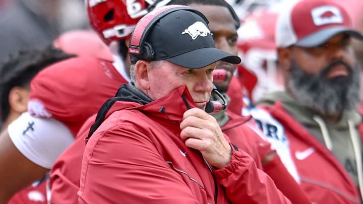 Arkansas Razorbacks interim coach Bobby Petrino on the sidelines against the Auburn Tigers at Razorback Stadium in Fayetteville, Ark. Arkansas Razorbacks interim coach Bobby Petrino on the sidelines against the Auburn Tigers at Razorback Stadium in Fayetteville, Ark.
