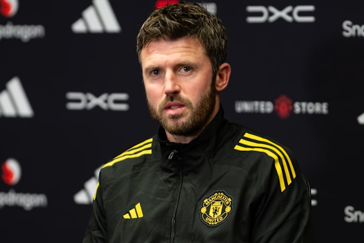 Michael Carrick during a media briefing.