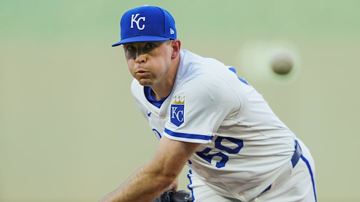 Apr 22, 2025; Kansas City, Missouri, USA; Kansas City Royals starting pitcher Kris Bubic (50) pitches prior to the first inning against the Colorado Rockies at Kauffman Stadium. Mandatory Credit: Jay Biggerstaff-Imagn Images Apr 22, 2025; Kansas City, Missouri, USA; Kansas City Royals starting pitcher Kris Bubic (50) pitches prior to the first inning against the Colorado Rockies at Kauffman Stadium. Mandatory Credit: Jay Biggerstaff-Imagn Images