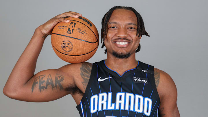 Orlando Magic center Wendell Carter Jr. (34) poses for a photo during Media Day at AdventHealth Training Center.