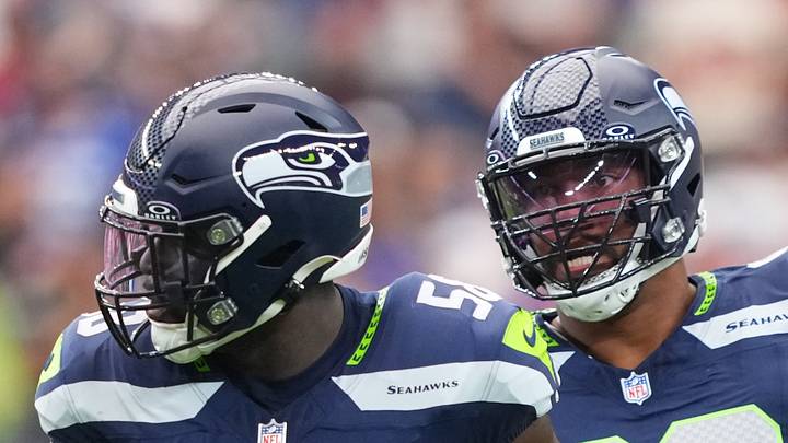 Seattle Seahawks linebacker Derick Hall reacts after a sack in the first quarter against the Arizona Cardinals. Seattle Seahawks linebacker Derick Hall reacts after a sack in the first quarter against the Arizona Cardinals.