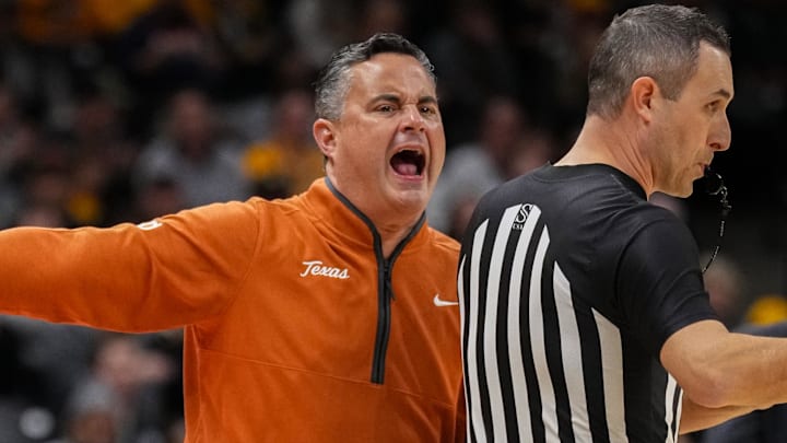 Texas Longhorns head coach Sean Miller reacts to play against the Missouri Tigers during the first half of the game at Mizzou Arena.