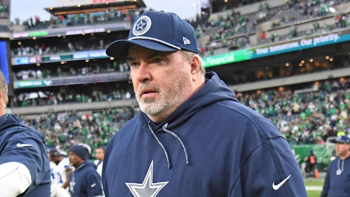 Dec 29, 2024; Philadelphia, Pennsylvania, USA; Dallas Cowboys head coach Mike McCarthy against the Philadelphia Eagles at Lincoln Financial Field. Mandatory Credit: Eric Hartline-Imagn Images