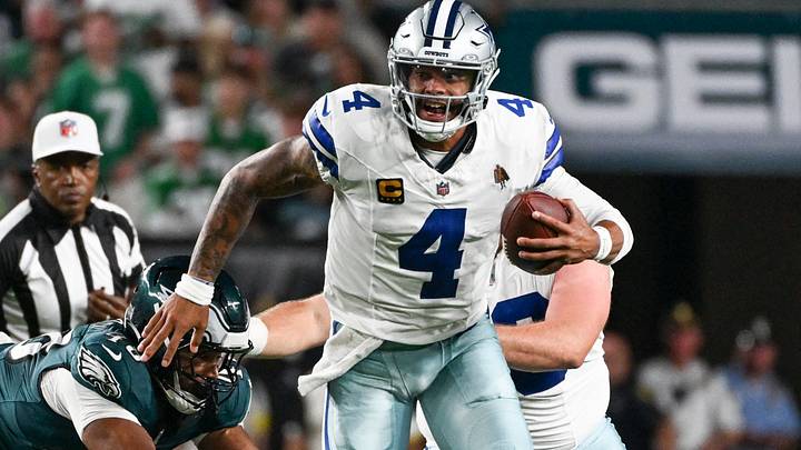 Dallas Cowboys quarterback Dak Prescott avoids a sack against the Philadelphia Eagles. Dallas Cowboys quarterback Dak Prescott avoids a sack against the Philadelphia Eagles.