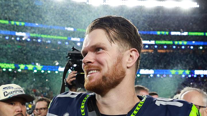 Feb 8, 2026; Santa Clara, CA, USA; Seattle Seahawks quarterback Sam Darnold (14) celebrates after defeating the New England Patriots in Super Bowl LX at Levi's Stadium. Mandatory Credit: Mark J. Rebilas-Imagn Images Feb 8, 2026; Santa Clara, CA, USA; Seattle Seahawks quarterback Sam Darnold (14) celebrates after defeating the New England Patriots in Super Bowl LX at Levi's Stadium. Mandatory Credit: Mark J. Rebilas-Imagn Images