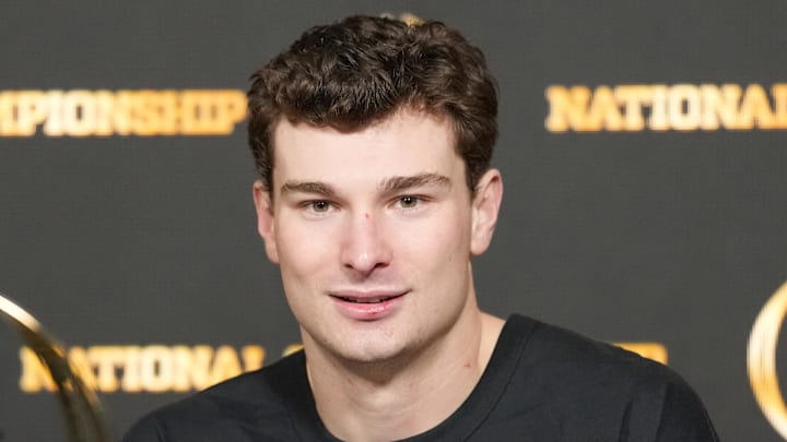 Former Indiana Hoosiers quarterback Fernando Mendoza speaks to the media after the College Football Playoff National Championship game.