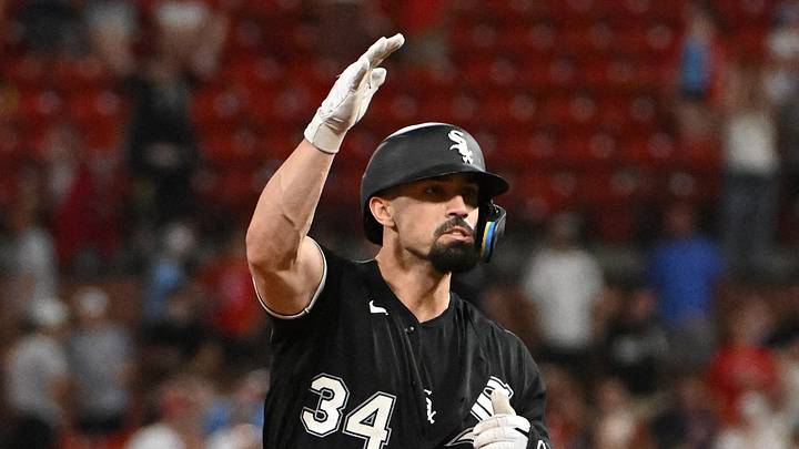 Sep 12, 2026; St. Louis, Missouri, USA; Chicago White Sox designated hitter Randal Grichuk (34) reacts after hitting a 2-run home run against the St. Louis Cardinals during the ninth inning at Busch Stadium. Mandatory Credit: Jeff Le-Imagn Images Sep 12, 2026; St. Louis, Missouri, USA; Chicago White Sox designated hitter Randal Grichuk (34) reacts after hitting a 2-run home run against the St. Louis Cardinals during the ninth inning at Busch Stadium. Mandatory Credit: Jeff Le-Imagn Images