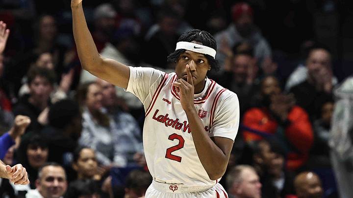 Lakota West guard Joshua Tyson (2) reacts during their 58-53 win over Princeton at Cintas Center, Friday, Feb. 6, 2026.