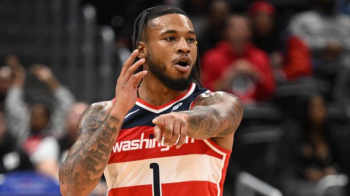 Oct 26, 2025; Washington, District of Columbia, USA; Washington Wizards forward Cam Whitmore (1) reacts after a play against the Charlotte Hornets during the first quarter at Capital One Arena. Mandatory Credit: Rafael Suanes-Imagn Images Oct 26, 2025; Washington, District of Columbia, USA; Washington Wizards forward Cam Whitmore (1) reacts after a play against the Charlotte Hornets during the first quarter at Capital One Arena. Mandatory Credit: Rafael Suanes-Imagn Images