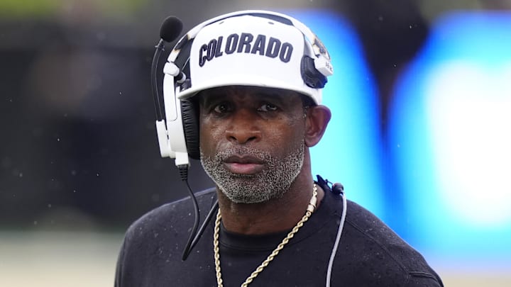 Oct 11, 2025; Boulder, Colorado, USA; Colorado Buffaloes head coach Deion Sanders during the first quarter against the Iowa State Cyclones at Folsom Field. 