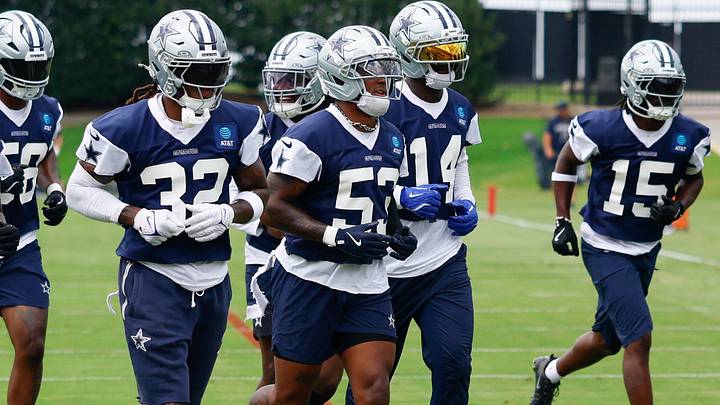 The Dallas Cowboys go through a drill during practice at the Ford Center at the Star Training Facility in Frisco. The Dallas Cowboys go through a drill during practice at the Ford Center at the Star Training Facility in Frisco.