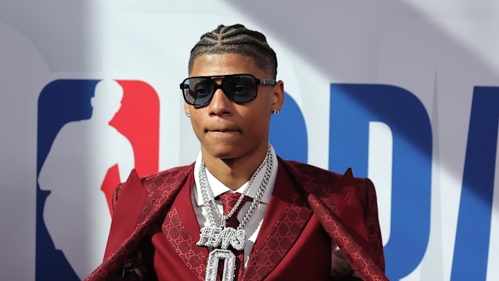 Jun 25, 2025; Brooklyn, NY, USA; Jeremiah Fears arrives before the first round of the 2025 NBA Draft at Barclays Center. Mandatory Credit: Brad Penner-Imagn Images