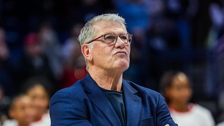 Jan 15, 2026; Storrs, Connecticut, USA; UConn Huskies head coach Geno Auriemma before the start of the game against the Villanova Wildcats at Harry A. Gampel Pavilion. Mandatory Credit: David Butler II-Imagn Images