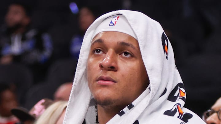 Orlando Magic forward Paolo Banchero on the bench against the Atlanta Hawks.