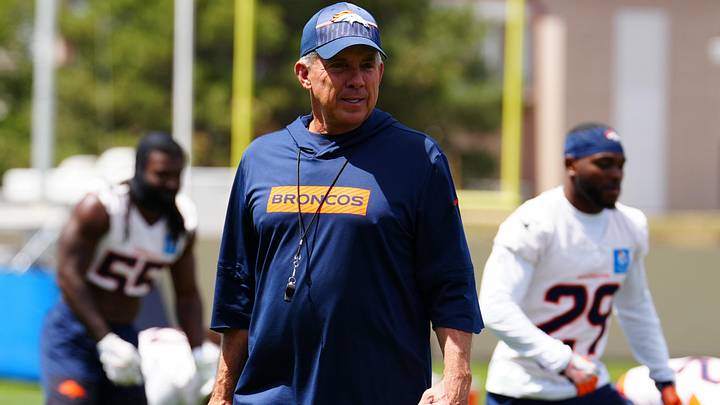 Jun 16, 2026; Englewood, CO, USA; Denver Broncos head coach Sean Payton during mini camp at Broncos Park. Jun 16, 2026; Englewood, CO, USA; Denver Broncos head coach Sean Payton during mini camp at Broncos Park.