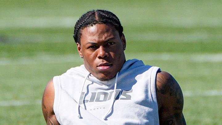Detroit Lions running back Jahmyr Gibbs (0) on field after practice during training camp at Meijer Performance Center in Allen Park on Monday, August 3, 2026. Detroit Lions running back Jahmyr Gibbs (0) on field after practice during training camp at Meijer Performance Center in Allen Park on Monday, August 3, 2026.