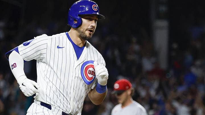 May 4, 2026; Chicago, Illinois, USA; Chicago Cubs right fielder Michael Conforto (20) rounds the bases after hitting a game winning solo home run against the Cincinnati Reds during the ninth inning at Wrigley Field. Mandatory Credit: Kamil Krzaczynski-Imagn Images