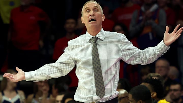 Feb 17, 2024; Tucson, Arizona, USA; Arizona State Sun Devils head coach Bobby Hurley on the sideline against the Arizona Wildcats during the first half at McKale Center. Mandatory Credit: Zachary BonDurant-Imagn Images