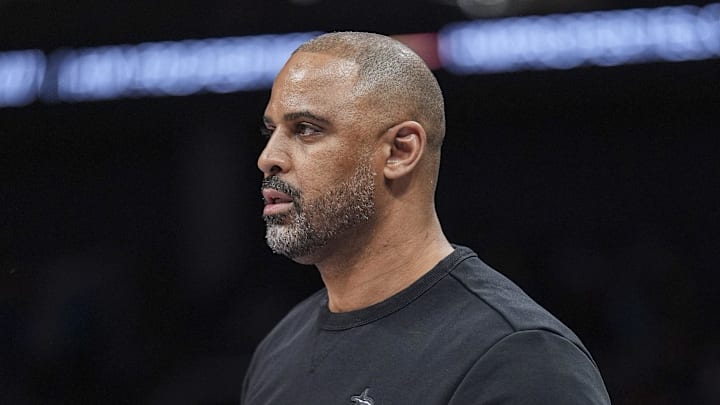 Feb 19, 2026; Charlotte, North Carolina, USA; Houston Rockets head coach Ime Udoka during the first quarter against the Charlotte Hornets at Spectrum Center. Mandatory Credit: Jim Dedmon-Imagn Images Feb 19, 2026; Charlotte, North Carolina, USA; Houston Rockets head coach Ime Udoka during the first quarter against the Charlotte Hornets at Spectrum Center. Mandatory Credit: Jim Dedmon-Imagn Images