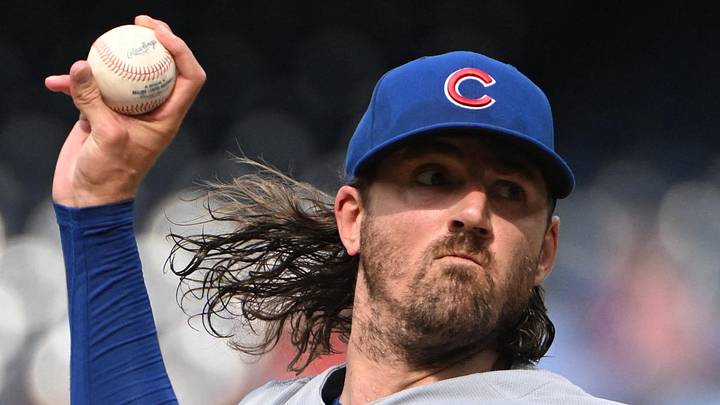 Aug 13, 2026; Washington, District of Columbia, USA; Chicago Cubs pitcher Kevin Gausman (12) throws to the Washington Nationals during the first inning at Nationals Park. Mandatory Credit: Brad Mills-Imagn Images