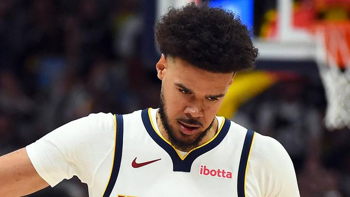 Apr 18, 2026; Denver, Colorado, USA; Denver Nuggets forward Cameron Johnson (23) after making a three-pointer during the first half against the Minnesota Timberwolves in game one of the first round of the 2026 NBA Playoffs at Ball Arena. Mandatory Credit: Christopher Hanewinckel-Imagn Images Apr 18, 2026; Denver, Colorado, USA; Denver Nuggets forward Cameron Johnson (23) after making a three-pointer during the first half against the Minnesota Timberwolves in game one of the first round of the 2026 NBA Playoffs at Ball Arena. Mandatory Credit: Christopher Hanewinckel-Imagn Images