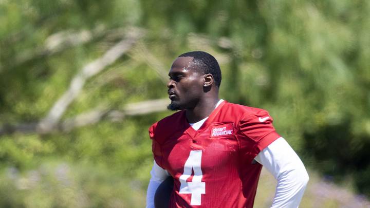 May 8, 2026; Tempe, AZ, USA; Arizona Cardinals running back Jeremiyah Love (4) during rookie minicamp at Dignity Health Arizona Cardinals Training Center. Mandatory Credit: Mark J. Rebilas-Imagn Images