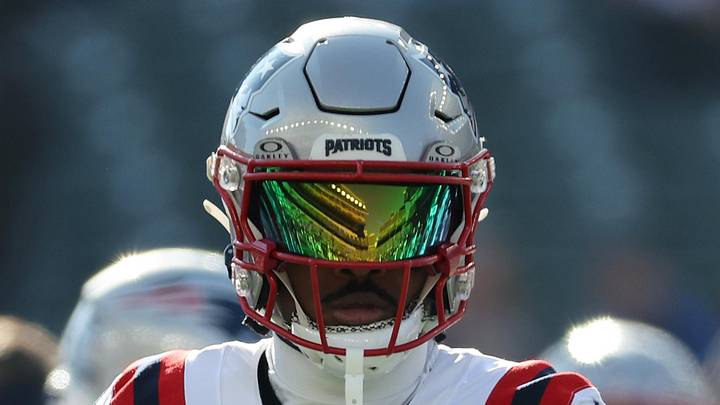 Nov 23, 2025; Cincinnati, Ohio, USA; New England Patriots wide receiver Stefon Diggs (8) warms up before a game against the Cincinnati Bengals at Paycor Stadium. Mandatory Credit: Joseph Maiorana-Imagn Images