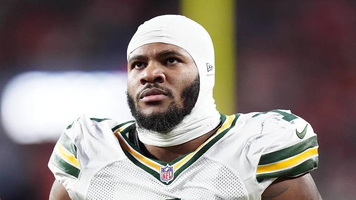 Green Bay Packers defensive end Micah Parsons walks off the field at Denver following his season-ending knee injury. Green Bay Packers defensive end Micah Parsons walks off the field at Denver following his season-ending knee injury.