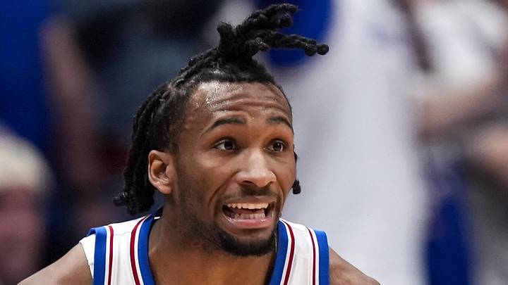 Jan 31, 2026; Lawrence, Kansas, USA; Kansas Jayhawks guard Darryn Peterson (22) reacts after scoring during the first half against the BYU Cougars at Allen Fieldhouse. Mandatory Credit: Jay Biggerstaff-Imagn Images Jan 31, 2026; Lawrence, Kansas, USA; Kansas Jayhawks guard Darryn Peterson (22) reacts after scoring during the first half against the BYU Cougars at Allen Fieldhouse. Mandatory Credit: Jay Biggerstaff-Imagn Images