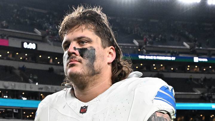 Nov 16, 2025; Philadelphia, Pennsylvania, USA; Detroit Lions guard Tate Ratledge (69) walks off the field after loss to the Philadelphia Eagles at Lincoln Financial Field. Mandatory Credit: Eric Hartline-Imagn Images