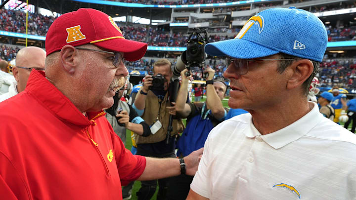 Chiefs HC Andy Reid and Chargers HC Jim Harbaugh