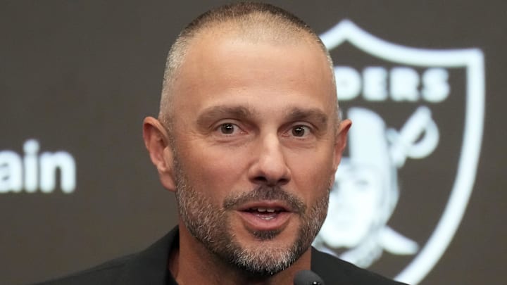 Feb 10, 2026; Henderson, NV, USA; Las Vegas Raiders general manager John Spytek at press conference at Intermountain Health Performance Center. Mandatory Credit: Kirby Lee-Imagn Images Feb 10, 2026; Henderson, NV, USA; Las Vegas Raiders general manager John Spytek at press conference at Intermountain Health Performance Center. Mandatory Credit: Kirby Lee-Imagn Images