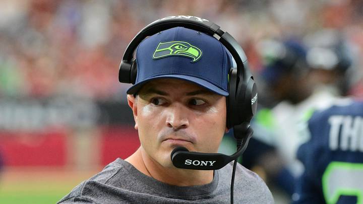 Seattle Seahawks head coach Mike Macdonald looks on