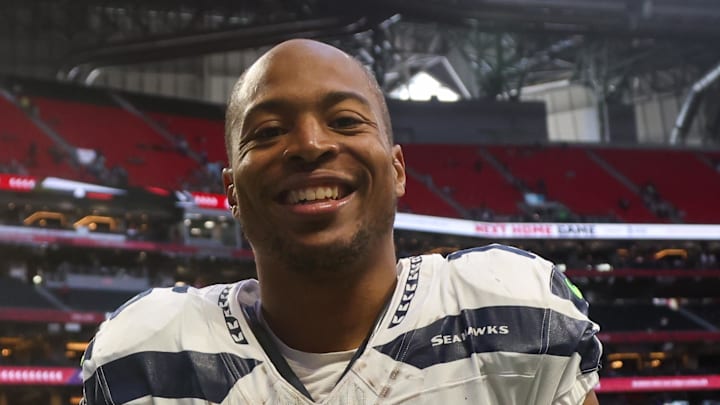 Seattle Seahawks wide receiver Tyler Lockett celebrates