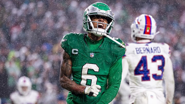 Nov 26, 2023; Philadelphia, Pennsylvania, USA; Philadelphia Eagles wide receiver DeVonta Smith (6)